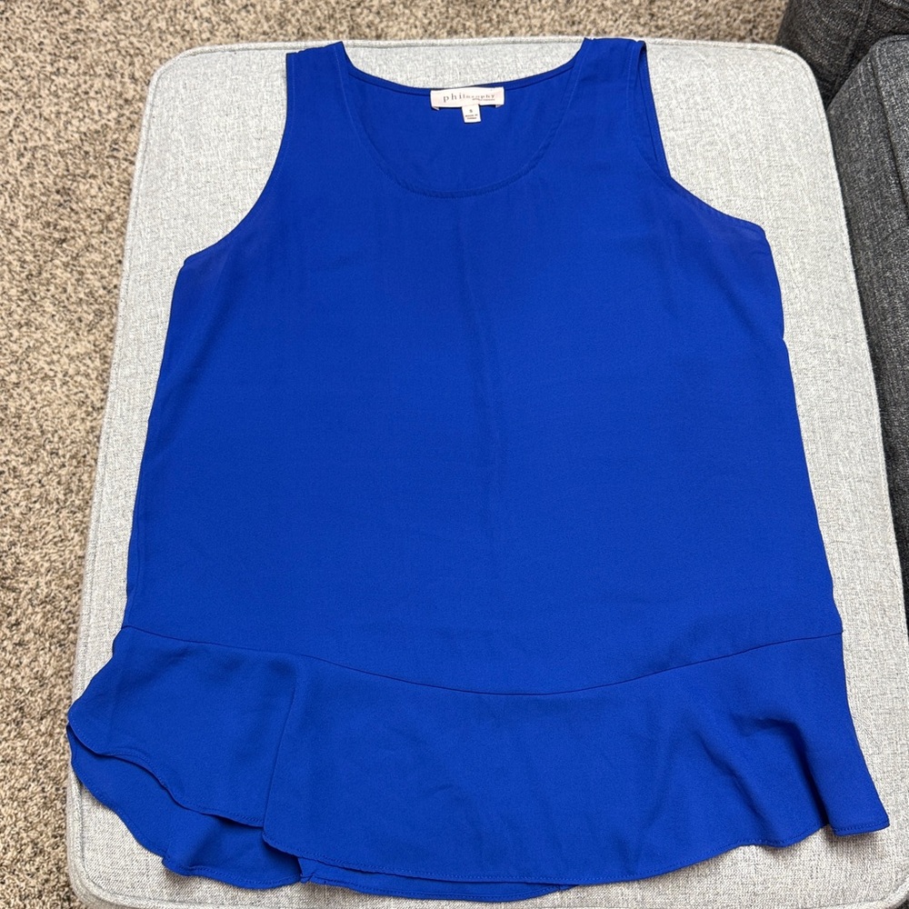 Philosophy Royal Blue Ruffle Hem Tank